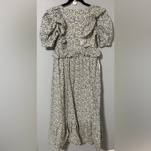 Hyacinth House Blue Floral Maxi Dress Puff Sleeve Ruffle Prairie Cottagecore XS - Picture 5 of 13